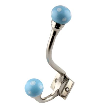 Turquoise Dotted Ceramic Iron Hooks